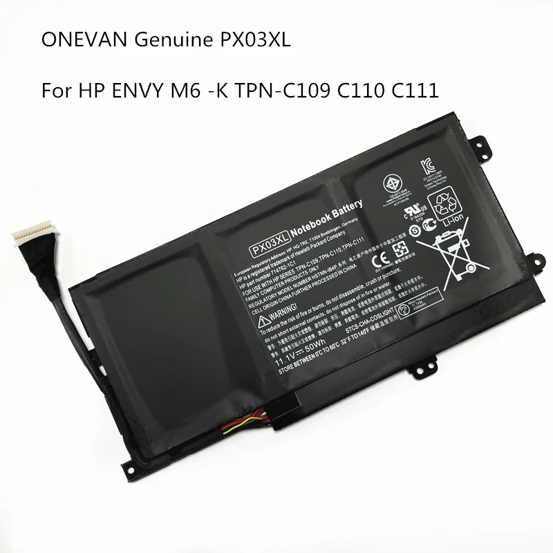 

ONEVAN Genuine PX03XL Laptop Battery For HP Envy M6 M6-K K047Tx K128Tx M6-K010dx k022dx HSTNN-IB4P/LB4P TPN-C109/C110/C111