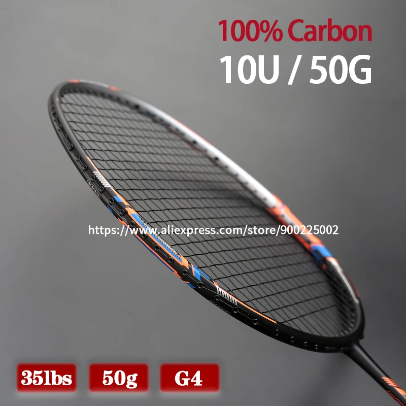 100% Full Carbon Fiber Strung Badminton Rackets 10U 50G Tension 22-35LBS 13kg Training Racquet Speed Sports With Bags  For Adult