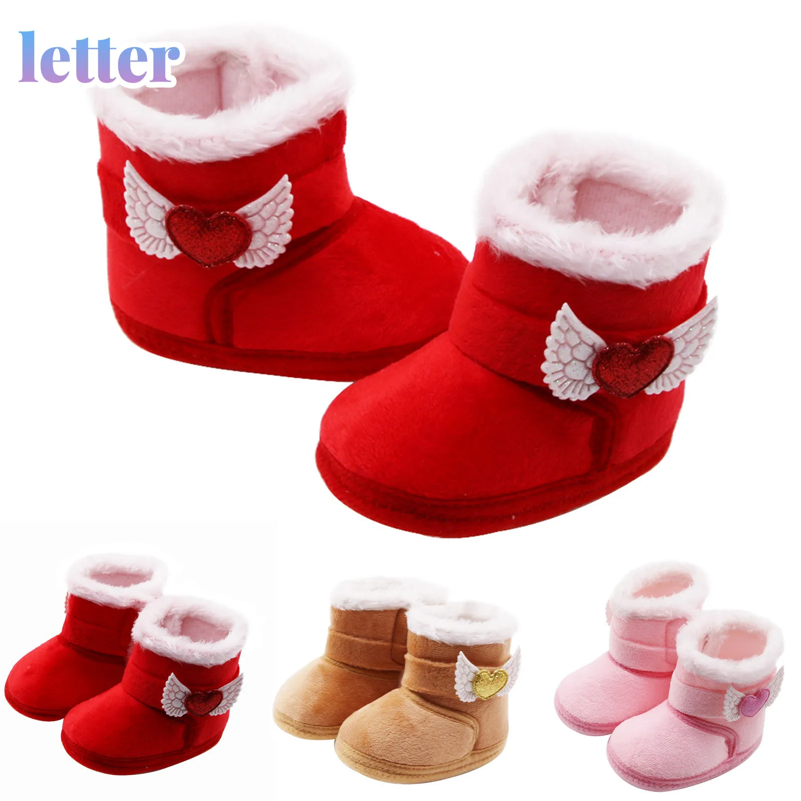 

Infant Baby Winter Shoes Newborn Baby Boys Girls Thick Warm Boots Toddler Soft Sole Non-slip Shoes Red Pink Kids Snow Boot 0-18M