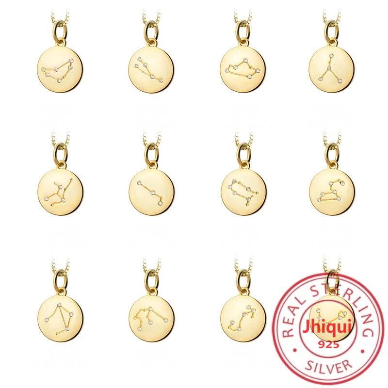 

1PC 1.3*10*12MM S925 Gold/Platinum Plated Inlay Zircon 12 Constellation Charm Pendant for DIY Bracelet Necklace Fine Jewelry
