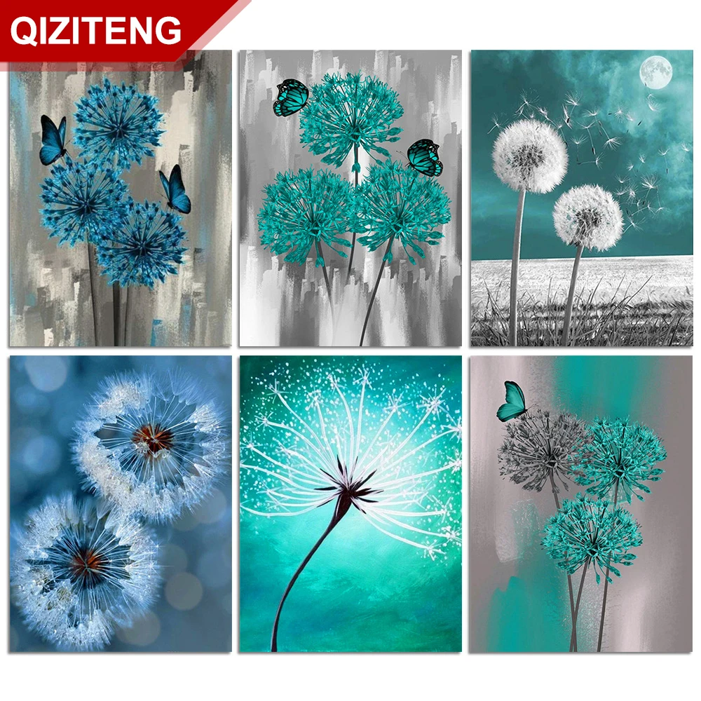 

Алмазная живопись QIZITENG с пейзажем, полноразмерная/круглая 5D «сделай сам», «Бабочка одуванчика», вышивка, украшение для дома, подарок