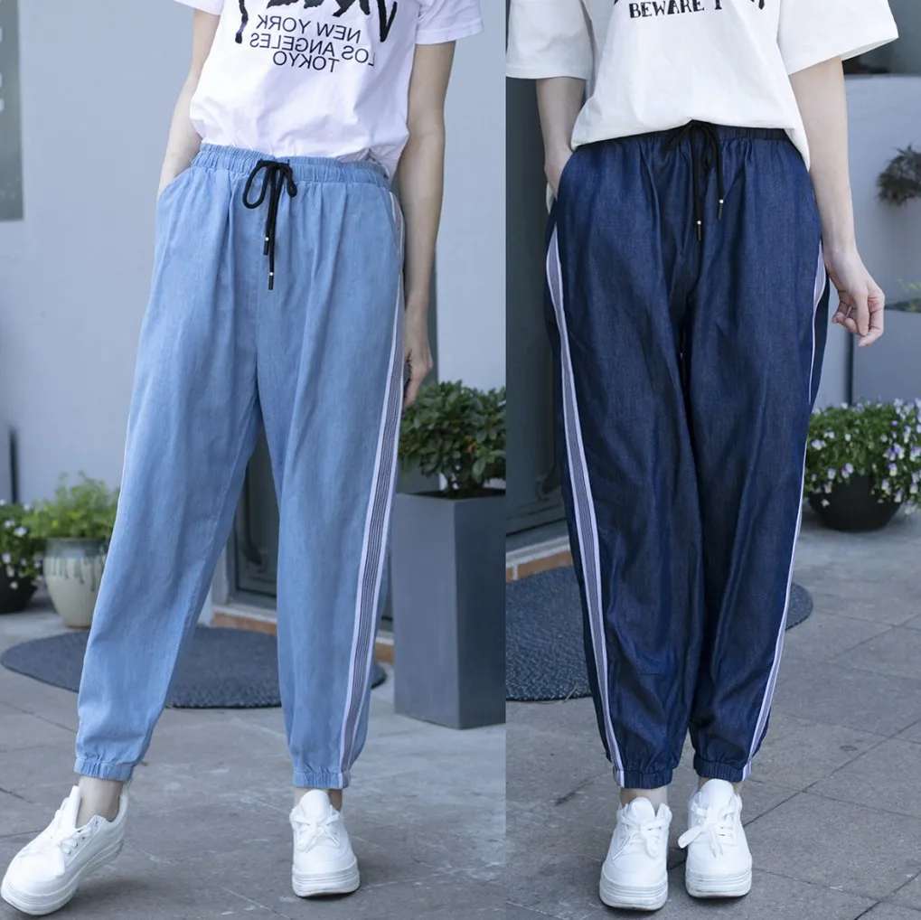 Летние женские джинсы оверсайз с высокой талией модные штаны для женщин и