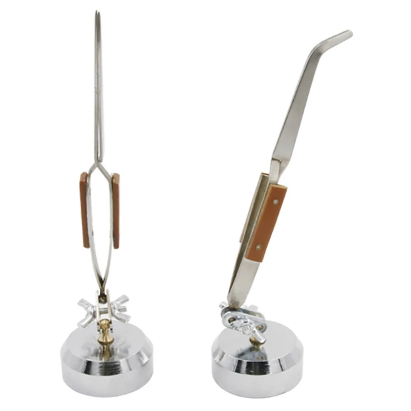 

2Pcs Curved Tip Straight Tip Tweezers Cross Selflock Craft Tweezers with Adjuster Jewelers Soldering Repair Tools