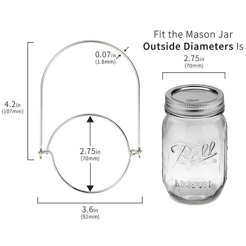 

Mason Jar Wire Hangers 6 Pack Stainless Steel Wire Handles for Regular Mouth Mason Jar Ball Pint Jar Canning Jars