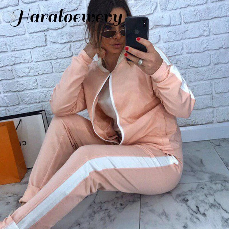 Женский комплект из двух предметов бейсбольные куртки в полоску с отложным