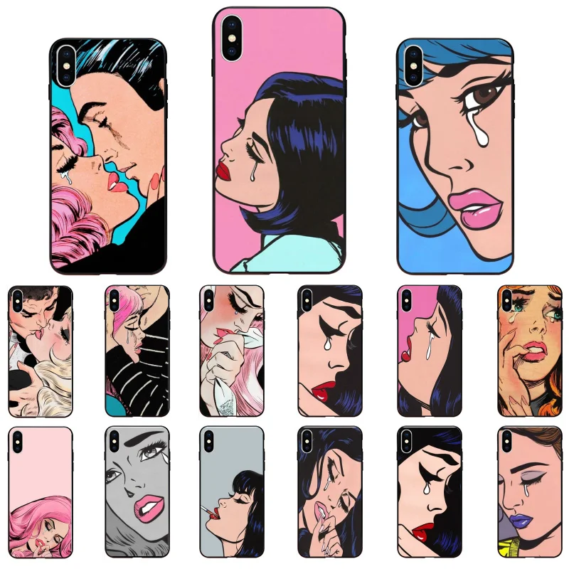 

Cartoon Sad Crying Girl Girl Phone Case for iphone 13 12 11 Pro Max Case For iPhone 12mini XS MAX X XR SE2 8 7 PlusCase