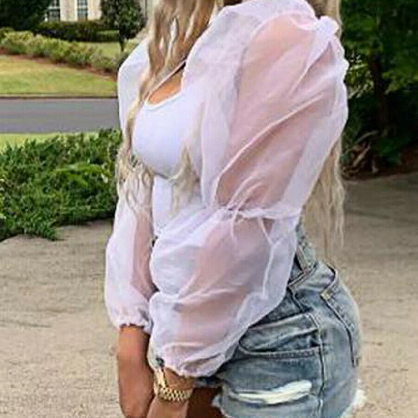 Сексуальные женские укороченные топы хлопковые сетчатые майки с длинным рукавом