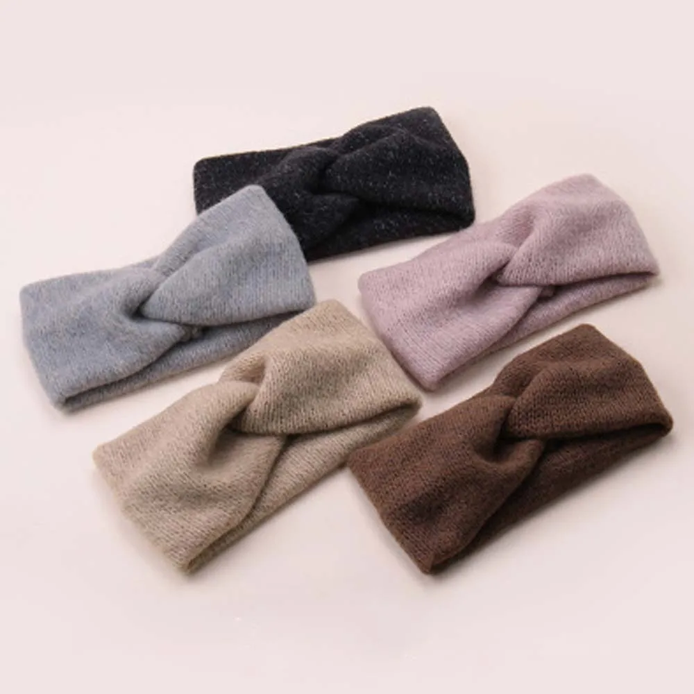 Осенне зимняя женская повязка на голову с французским крестом мягкая широкая