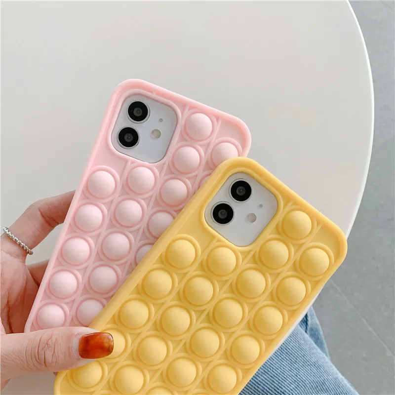 

Reliver Stress Pop Fidget Toy Push It Bubble Phone case For iphone 12 11 pro max mini xs max xr SE 6 7 8 plus Sensory Game Cover