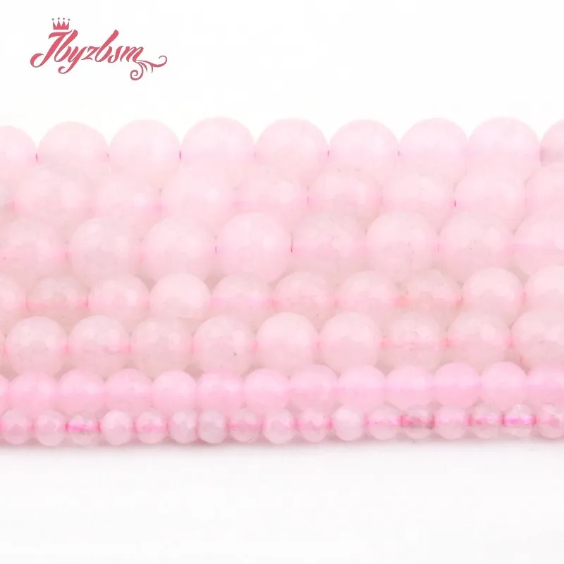 

4/6/8/10mm Pink Jades Round Bead Faceted Stone Beads Spacer Loose For DIY Necklace Bracelets Earring Jewelry Making Strand 15"