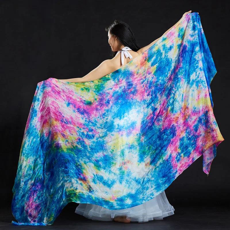 

Stage Performance Dancewear Accessories Tie Dye Light Texture Veil Shawls Women Scarf Costumes Belly Dance Silk Veils 250*110cm