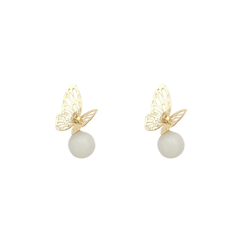 

Silver Needle Hollow Butterfly Cat's-eye Personalized Women's Cool 2021 Sport Recommend Earrings for Girls European Wedding