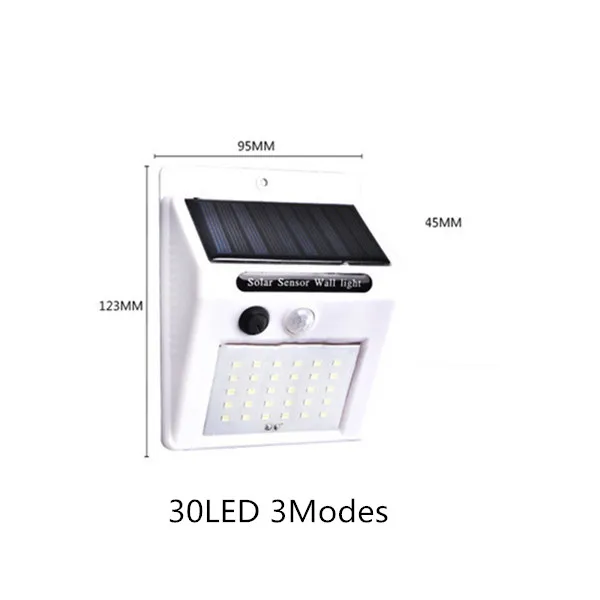 30led white 3 modes Солнечная лампа светодиодный настенный солнечный светильник Открытый охранный светильник ing Ночной светильник с датчиком движения детектор для сада задняя дверь шаг - Испускаемый цвет: 30led white 3 modes