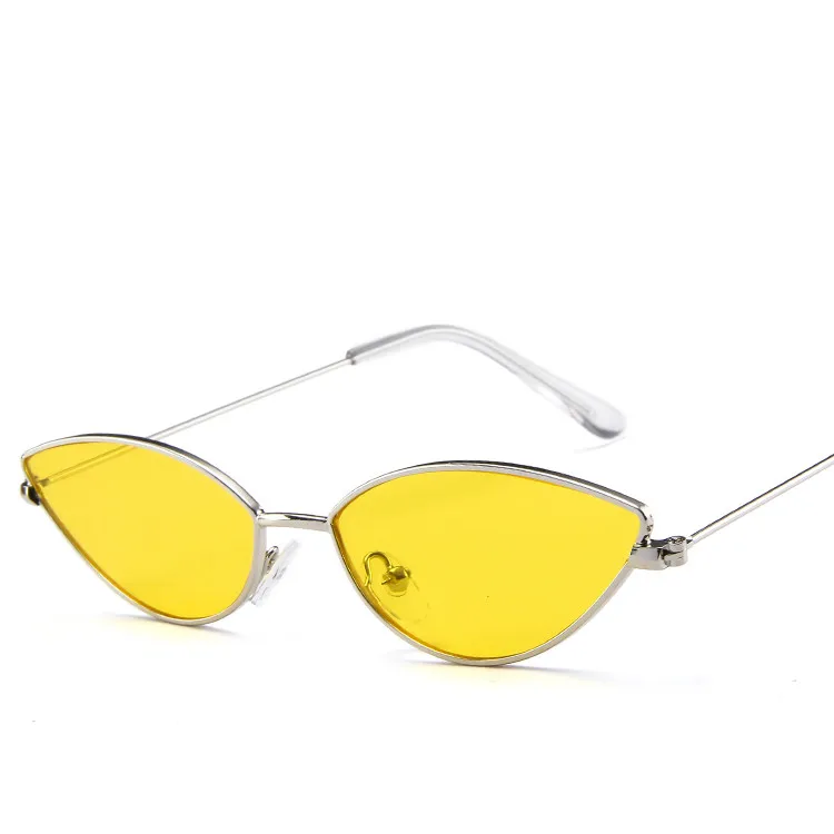 Yellow Милые сексуальные женские солнцезащитные очки кошачий глаз, лето, Ретро Маленькая оправа, черные красные солнцезащитные очки «кошачий глаз» Для женщин GD001 - Цвет линз: Yellow