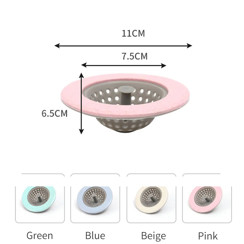 

1Pcs Sink Drain Filter Hair Catcher Bath Stopper Silicone Wheat Straw Sink Strainer Filter Cover 4 Colors Kitchen Tools