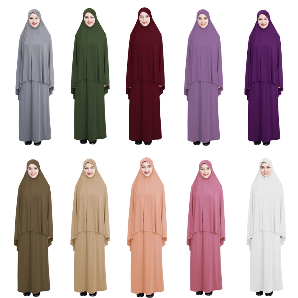 Мусульманских женщин длинные хиджаб Maxi, комплект с платьем, молитва одежды джилбаба исламская одежда Абая арабское культовое обслуживание ...