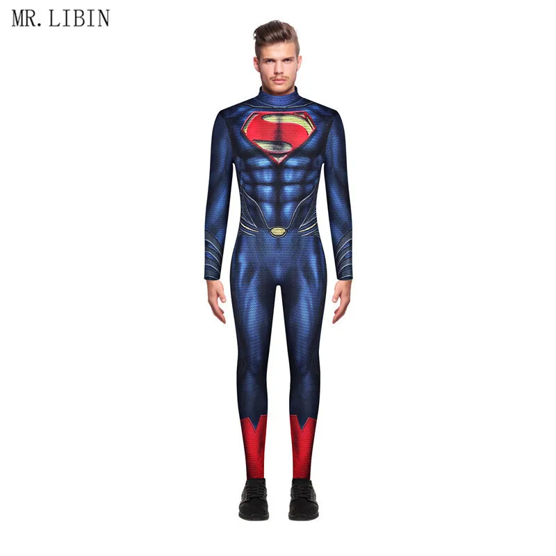 MR.LIBIN новинка супер герой Супермен косплей костюмы для мужчин комбинезон мускул с