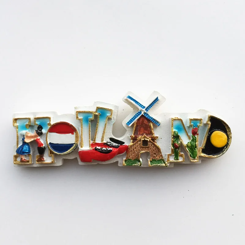 

QIQIPP Dutch creative cultural landscape tourism commemorative painted handicraft magnet refrigerator letter collection