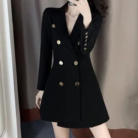 2021 spring and autumn dress new imperial sister style temperament slim and thin black suit female design blazers