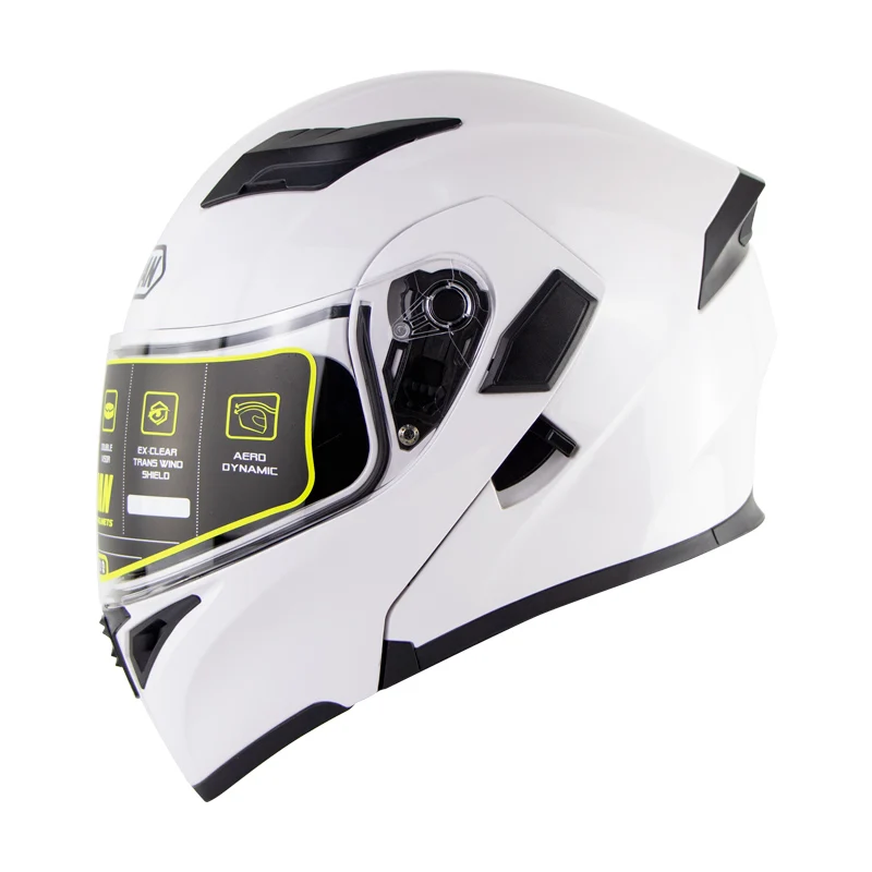 Pearl White Мужской крутой мотоциклетный шлем с полным лицом Casco черный откидной козырек Capacetes с двумя линзами для езды на шоссе Cascos Moto rbike шлемы - Цвет: Pearl White