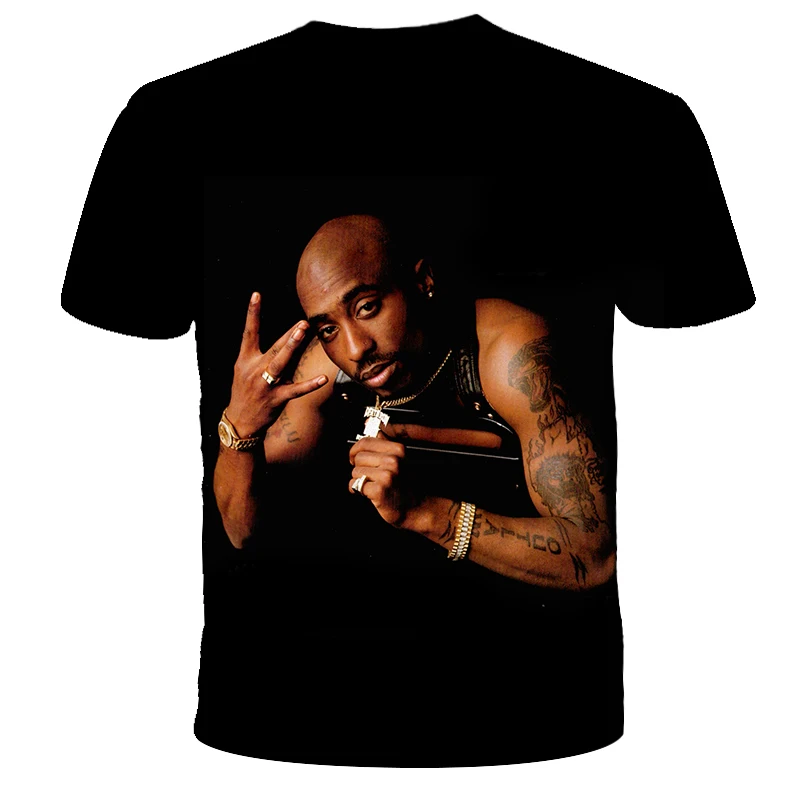 Новая летняя модная мужская и женская футболка Rapper 2pac Tupac 3d принт хип-хоп футболка s Повседневная крутая футболка для мужчин размера плюс 5XL