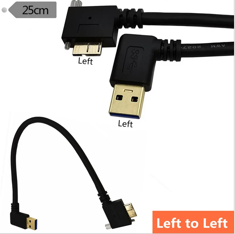 

Left/Right Gold plated USB3.0 to micro BM with screw lock panel usb3.0a left bend male pair micro