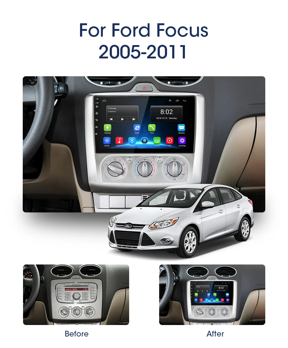 " 2 Din 4G чистая wifi Автомагнитола для Ford Focus Exi MT AT 2005-2011 RDS DSP мультимедийный плеер Android 8,1 gps навигация HiFi