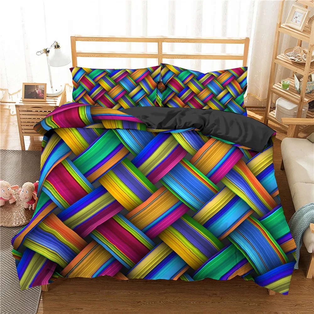 

2021 3D Weave Bedding Set Microfiber Home Textiles Twin Queen King Size Duvet Cover Set Pillowcase Bedclothes Bedroom Decor