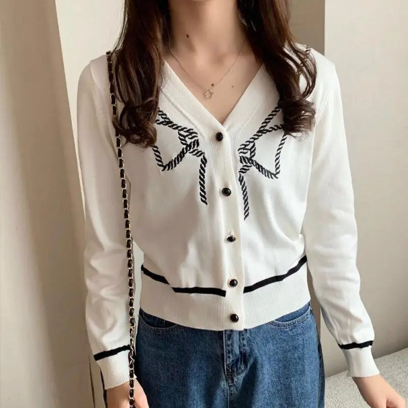 

New style spring and autumn dress long sleeve bow tie jacket sweater