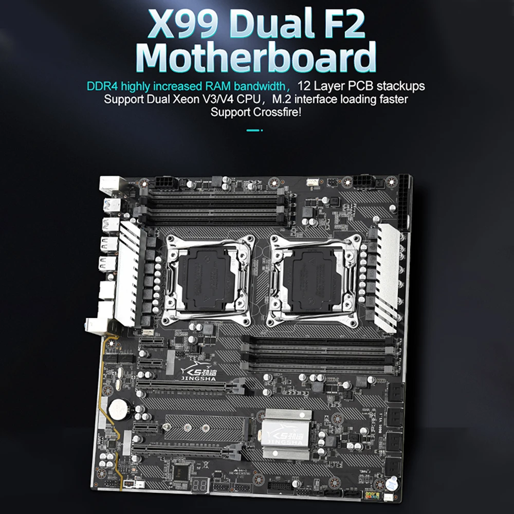 

JINGSHA X99-F2 Computer Motherboard E-ATX Dual Channel DDR4 256G SATA 3.0 M.2 NVME USB 3.0 Mainboard for Xeon V3 V4 CPU