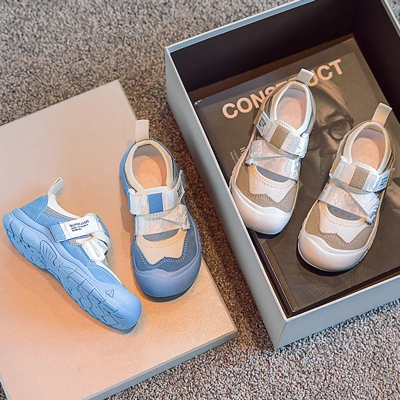 

2021 Осенняя детская спортивная обувь для мальчиков и девочек, круглый носок модная спортивная обувь на толстой подошве; Детские кроссовки; Т...