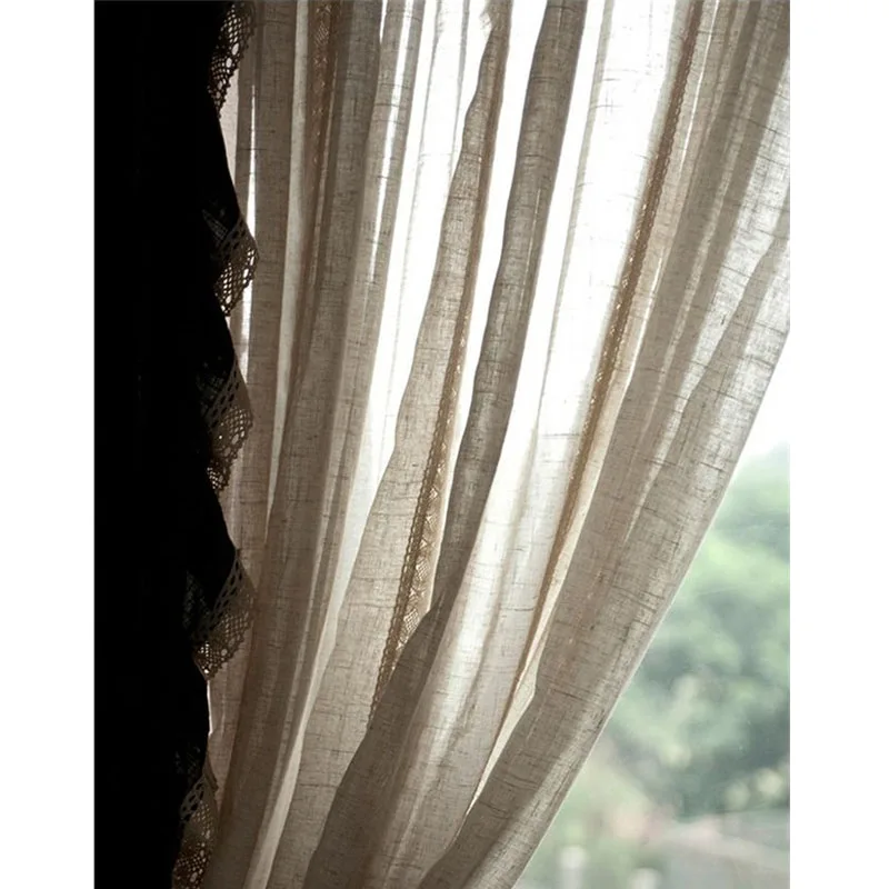 Натуральные ностальгические льняные тюлевые шторы Льняной материал проволочная сетка марлевые шторы для гостиной, балкона, занавески для дома