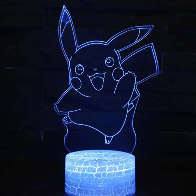Kawaii Pokemon Pikachu 3d Anime Night Lights Figures Cartoon Pocket Monster Led Set Lighting Lets
