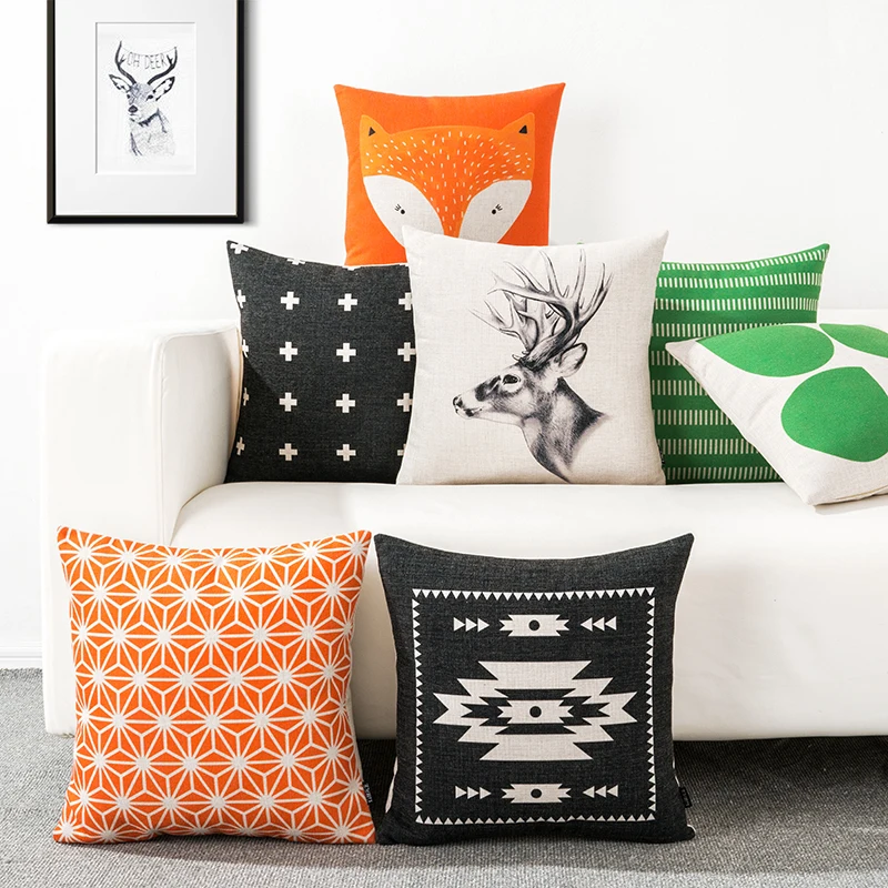 Домашние декоративные подушки наволочка для с геометрическим рисунком оленя