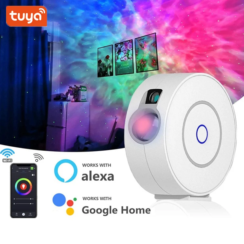 

Tuya Smart Star Projector WiFi Laser Starry Sky Projector Waving Led Colorful Car Home Atmosphere Light Wireless Control Alexa