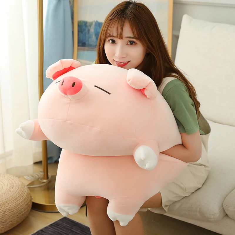 

NEW 50~90cm Fatty Soft Pink Pig Shiba Inu Husky Dog Animal Toy Down Cotton Stuffed Cartoon Plushie Boy Girl Baby Comforting