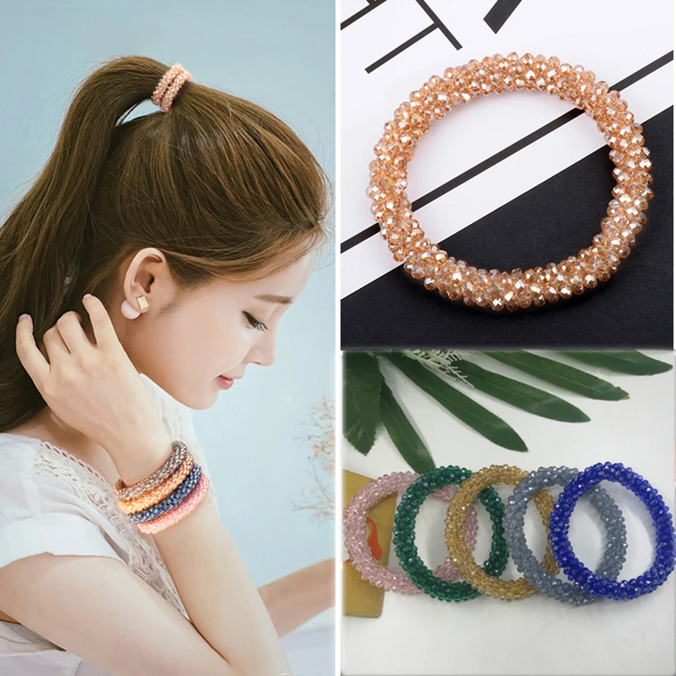 Корейские хрустальные бусины высокоэластичные резинки для волос Блестящий