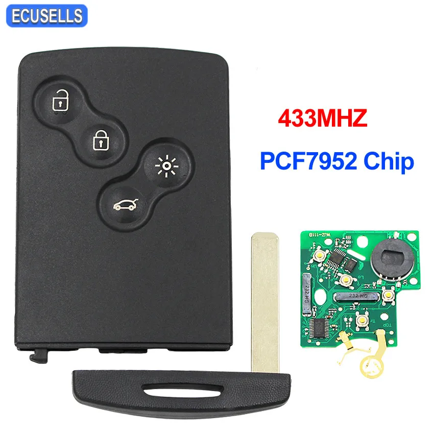 4 кнопки умный дистанционный ключ 433 МГц PCF7952 чип(после рынка) для Renault Megane живописный пруд Koleos Clio 4 Uncut Blade