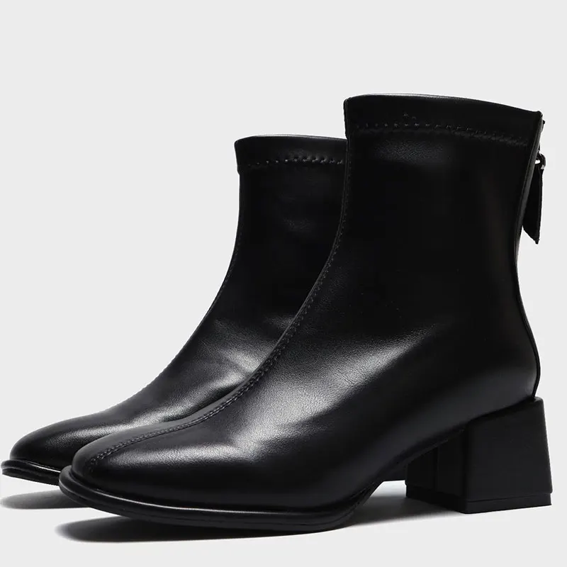 

Women Shoes Winter Fashion Vintage Snow Boots Round Shoes Short Boots High Heels Ladies Shoes