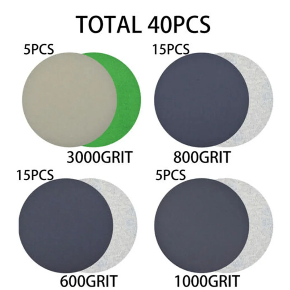 

3Inch Sandpaper Discs 40pcs 75mm Hook And Loop Polish Round Sanding Set Silicon Carbide