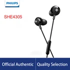 Philips SHE4305 3,5 мм наушники-вкладыши наушники с шумоподавлением гарнитура, стерео, бас, для Xiaomi данные официального теста