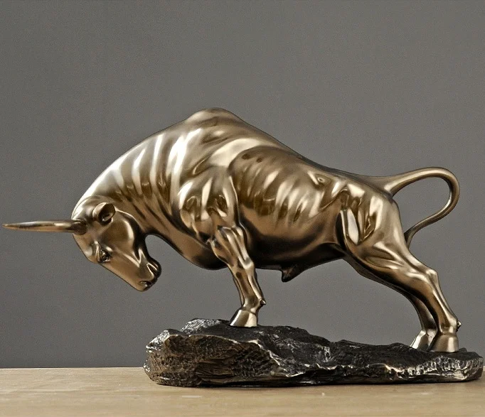 

Handmade Wild Ox Sculpture Resin Bull Statue Wildlife Ornament Home Decor Handcraft Furnishing Office Decor Business Present