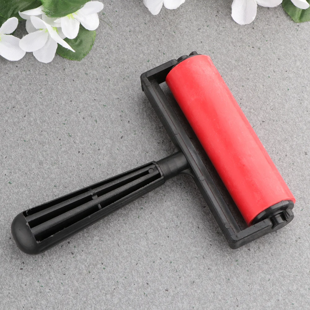 

10cm Printmaking Rubber Roller Soft Brayer Craft Projects Ink and Stamping Tools (Red)