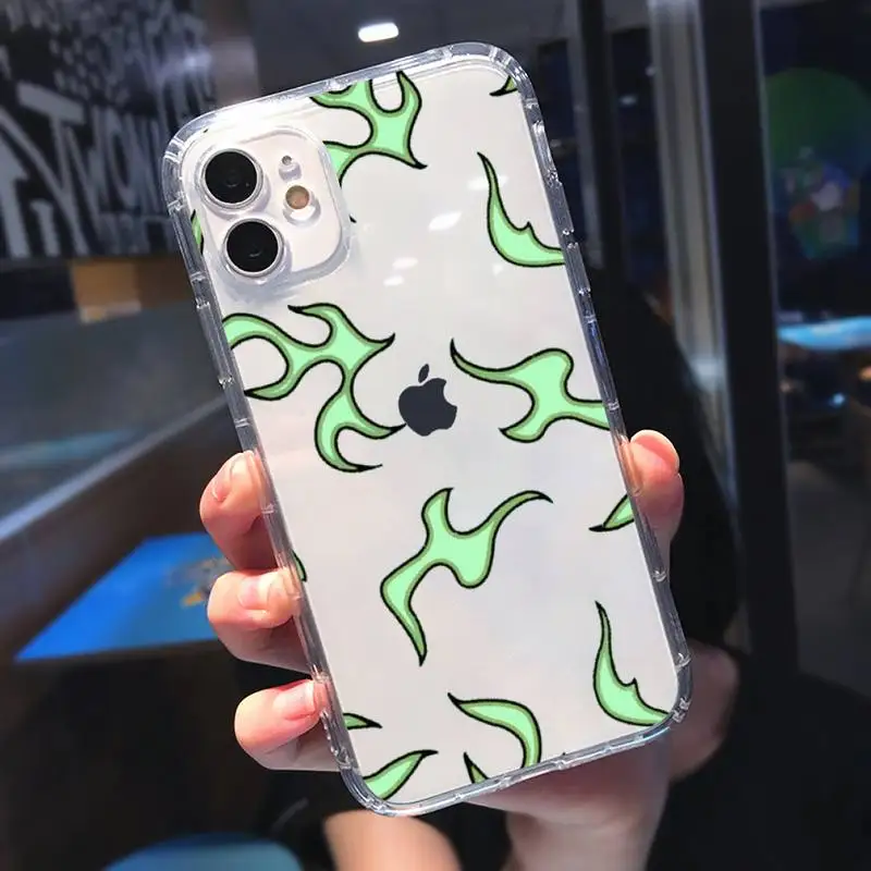 

Blue Flame Fire Phone Case Transparent for iPhone 11 12 mini pro XS MAX 8 7 6 6S Plus X 5S SE 2020 XR