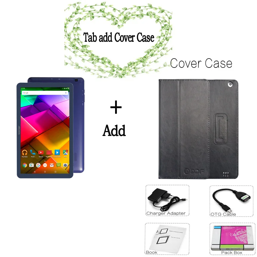 Add Leather case 10 дюймов четырехъядерный мобильный телефон Sim Android 5,1 планшет 1 ГБ ОЗУ и 16 Гб ПЗУ Google Play wifi планшеты ПК Android планшет ПК - Комплект: Add Leather case
