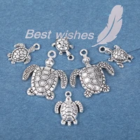 10pcs alloy silver color sea turtle and dolphin shaper pendant charms for jewelry making handmade diy chain anklet accessories