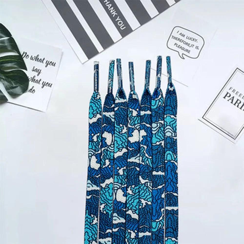 

1pair Sea Wave Printing Begonia Shoelace Top Trend Is Suitable For Board Shoes White Shoes Canvas Shoe Lace 120/140/160/180cm