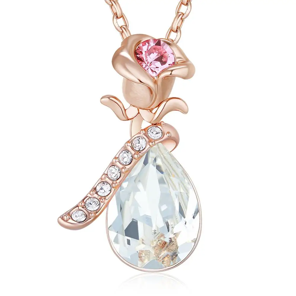 Ожерелье Warme Farben с кристаллами Swarovski для женщин, европейская Роза, Хрустальная подвеска, ожерелье, хорошее ювелирное изделие, колье - Цвет камня: Белый