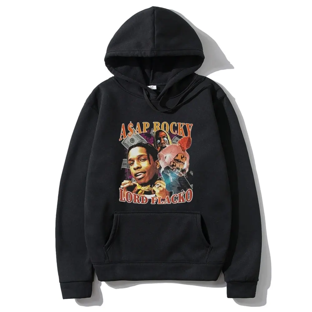 

Awesome Mens ASAP Rocky Lord Flacko Print Hoodie Skateboard Trend Street Sweatshirt Men Women Hip Hop Rap Playboi Carti Hoodies