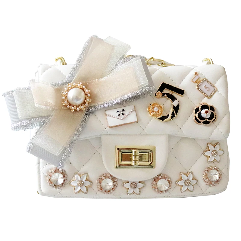 

2020 Diamond Lattice Chain Shoulder Messenger Bags High Quality Bow Pearl Women Purse and Handbags Fashion Badge Crossbody Bags